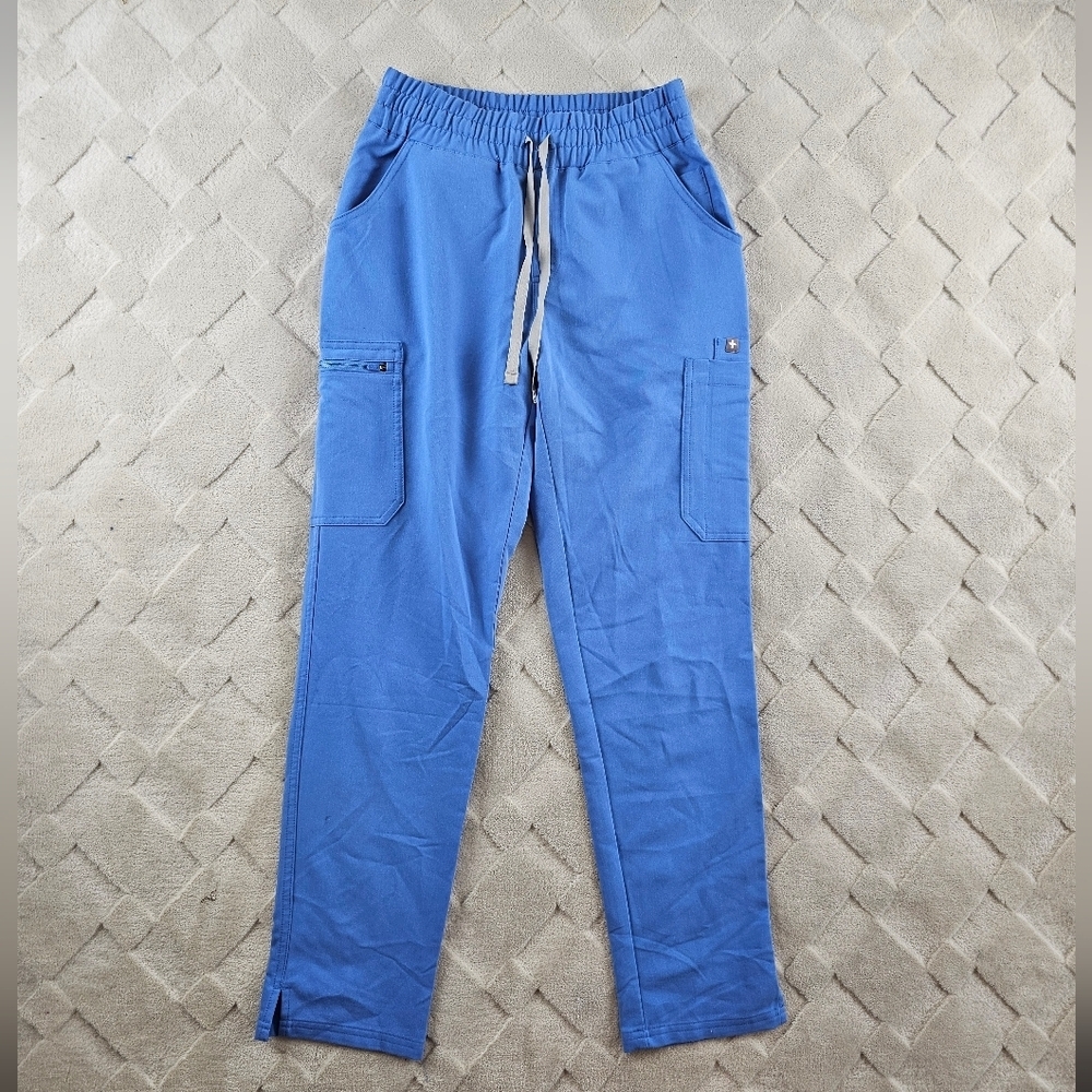 Figs High Waisted Yola Skinny Scrub Pants Womens XSP Blue Medical Nurse Wear